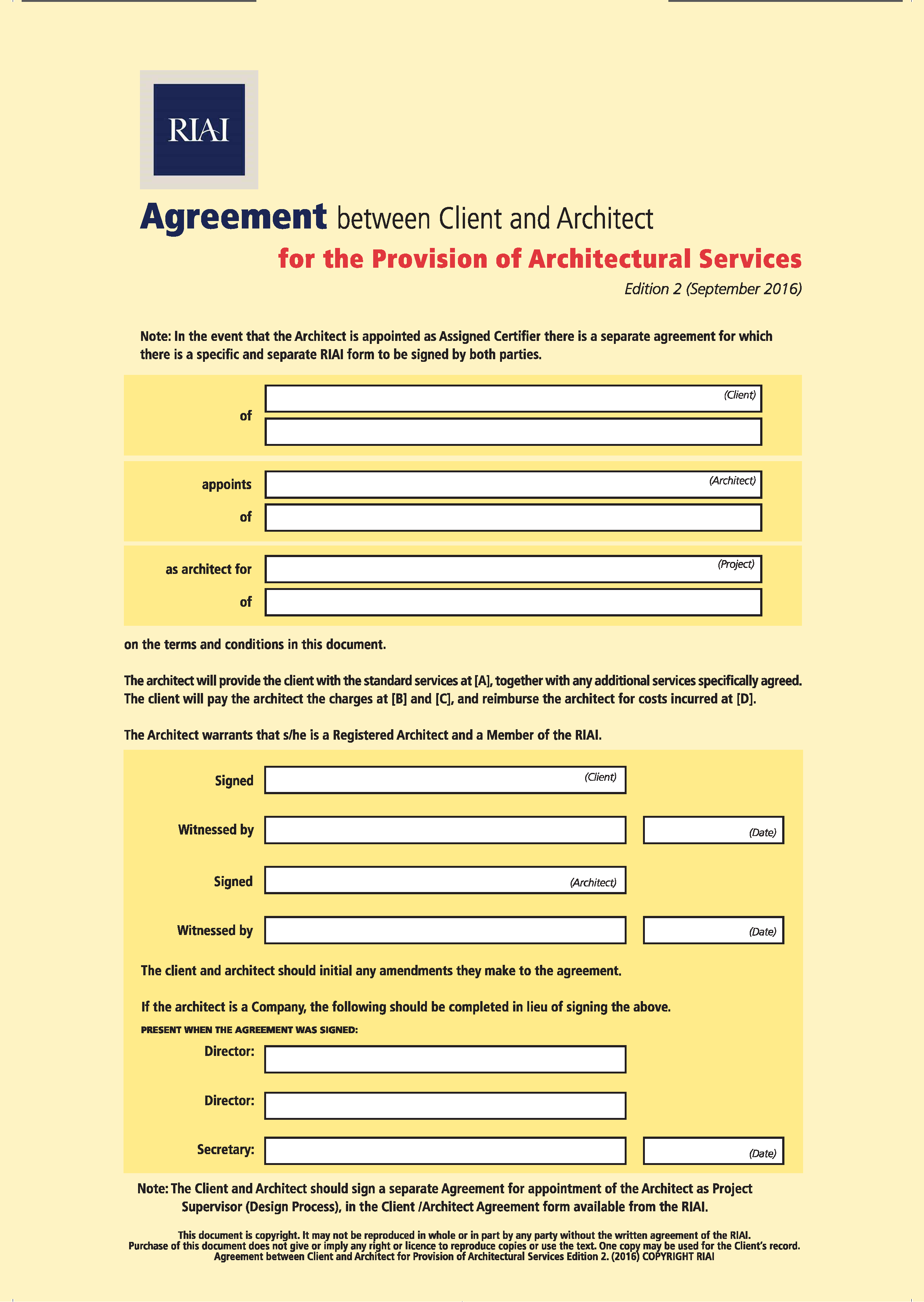 Client Architect Agreements