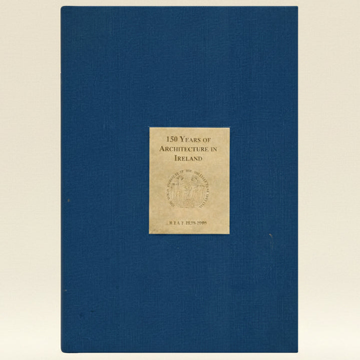 Book cover with beige label on a blue background