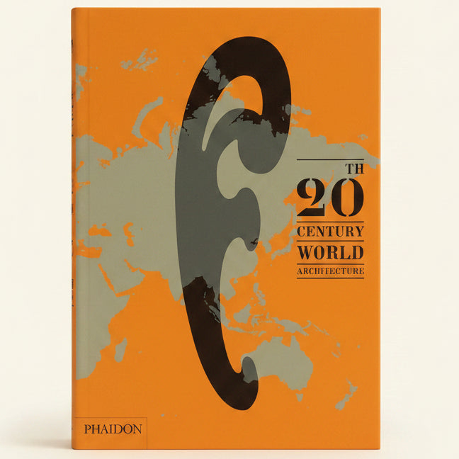 Book cover of '20th Century World Architecture' by Phaidon with abstract design and text.