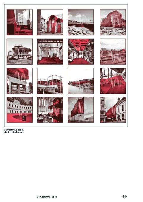 A printed page showing a 4x4 grid of small red-and-white architectural photographs, with the caption 'Compositional tables, photos of all sizes' and page number 544 at the bottom.