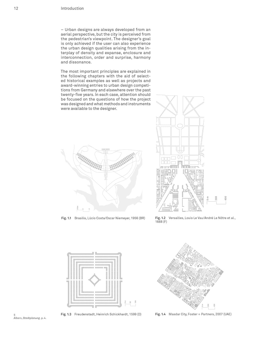 A scanned book page from the introduction chapter, featuring black text and four architectural floor plan diagrams labeled Fig. 12 through Fig.