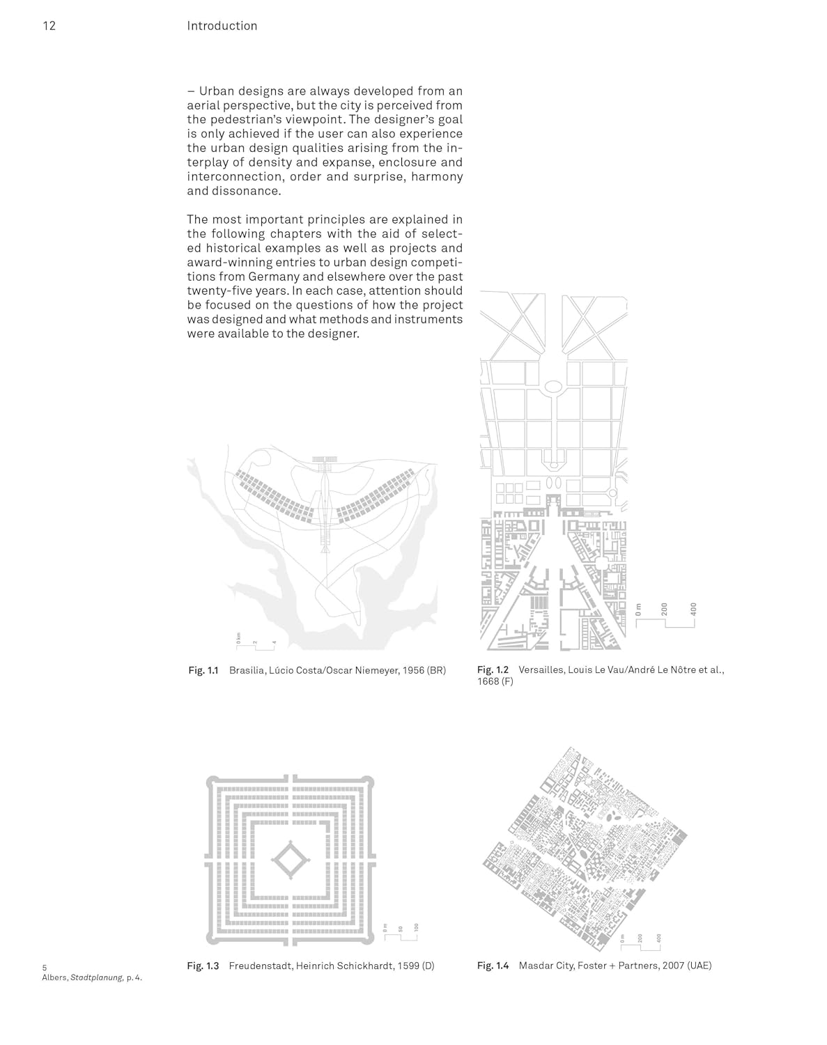 A scanned book page from the introduction chapter, featuring black text and four architectural floor plan diagrams labeled Fig. 12 through Fig.
