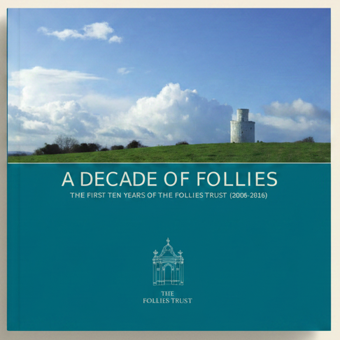 Book cover of 'A Decade of Follies' with a scenic landscape and tower.