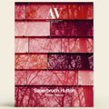 Book cover with red and pink abstract patterns and 'AV' logo