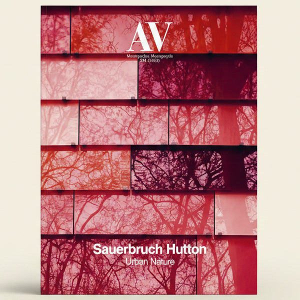 Book cover with red and pink abstract patterns and 'AV' logo