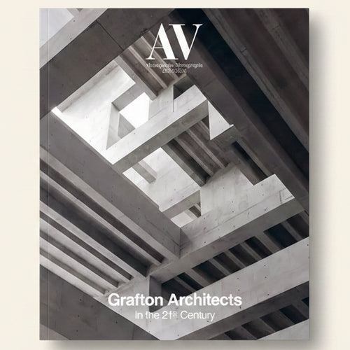 Cover of 'AV' magazine featuring Grafton Architects' work with architectural design elements.