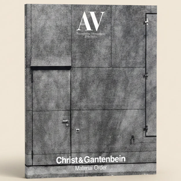 Cover of a book titled 'Material Order' by Christ & Gantenbein featuring a monochromatic image of doors.