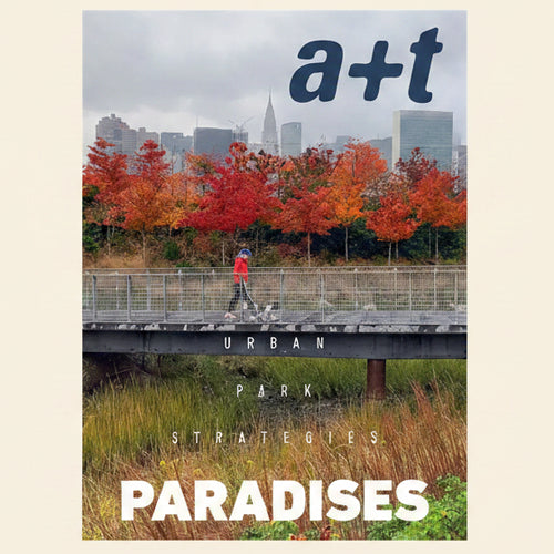 Book cover with a person walking on a bridge over water, colorful trees, and city skyline.