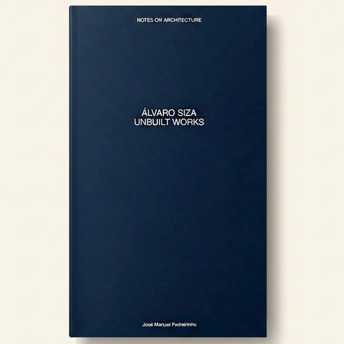 Book cover of 'Notes on Architecture: Álvaro Siza Unbuilt Works' with a blue background and white text.