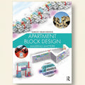 Book cover of 'Apartment Block Design' by Simos Vamvakidis with architectural illustrations.