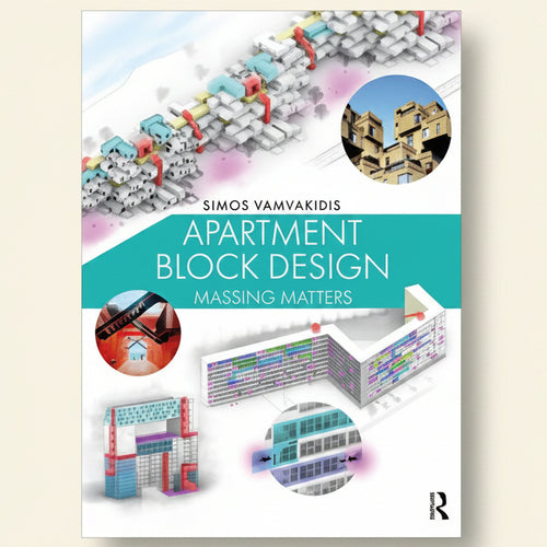Book cover of 'Apartment Block Design' by Simos Vamvakidis with architectural illustrations.