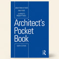 Book titled 'Architect's Pocket Book' by Jonathan Hetreed, Ann Ross, and Charlotte Bader-Powell with a blue cover.