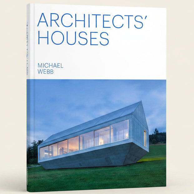 Book cover of 'Architects' Houses' by Michael Webb with a modern house image.