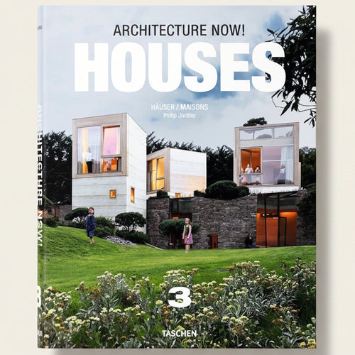 Book cover of 'Architecture Now! Houses' by Taschen with images of modern houses.