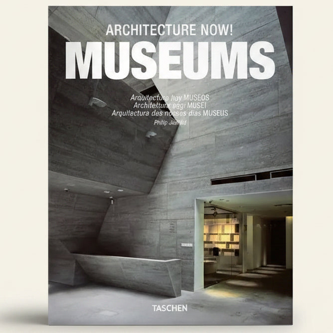 Book cover of 'Architecture Now! Museums' with a modern museum interior.