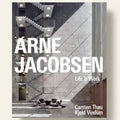 Book cover of 'Arne Jacobsen: Life & Work' with architectural design and text.