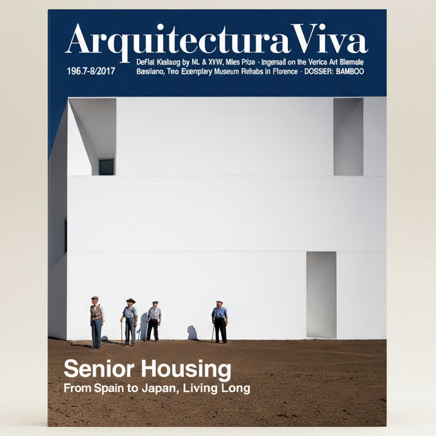 Cover of Arquitectura Viva magazine featuring a modern white building with people in front.