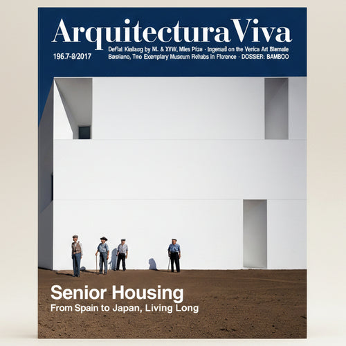 Cover of Arquitectura Viva magazine featuring a modern white building with people in front.