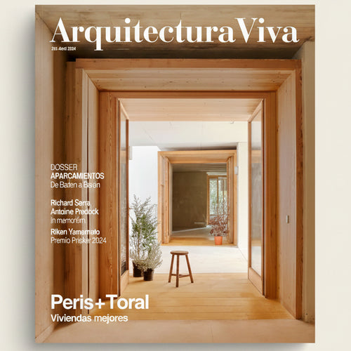 Cover of Arquitectura Viva magazine featuring a modern interior design with wooden frames.