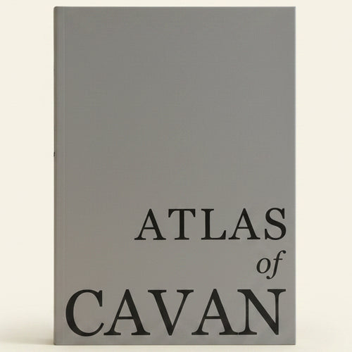 Gray book titled 'Atlas of Cavan' on a white background