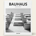 Book cover of 'Bauhaus' by Magdalena Droste with a black and white photo of a Bauhaus architectural design.