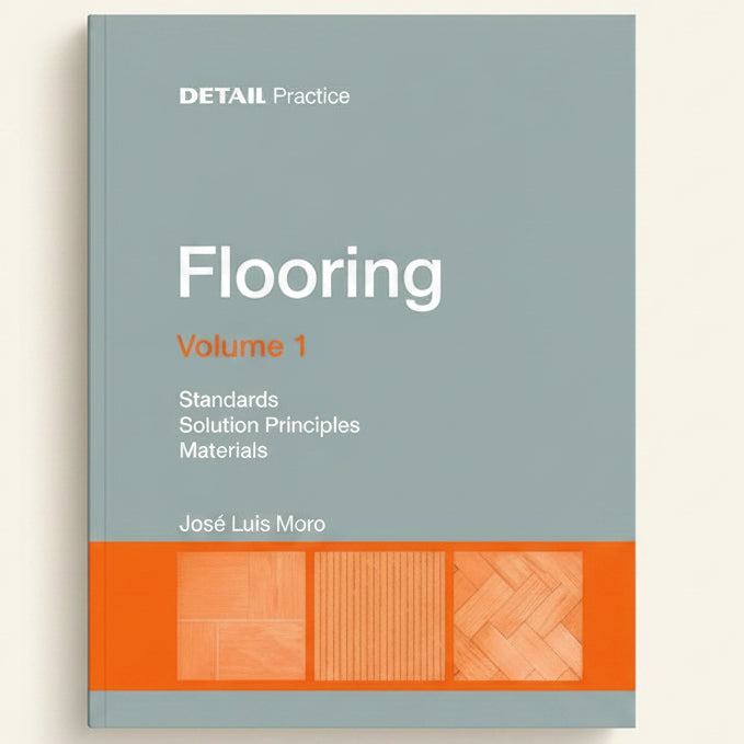 Book cover of 'Flooring' by Jose Luis More with a gray background and orange stripe.