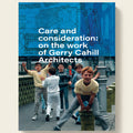 Book cover with children playing on a bridge and architectural drawings in the background, featuring text about Gerry Cahill Architects.