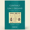 Book cover of 'Contract Law in Ireland' with a historical advertisement on a teal background
