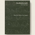Book cover with line drawings of houses and trees on a dark green background, featuring the title 'ParcelhusPorträtter' and authors' names.