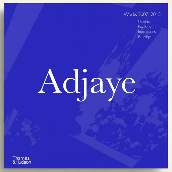 Book cover with 'Adjaye' and 'Thames & Hudson' on a blue background
