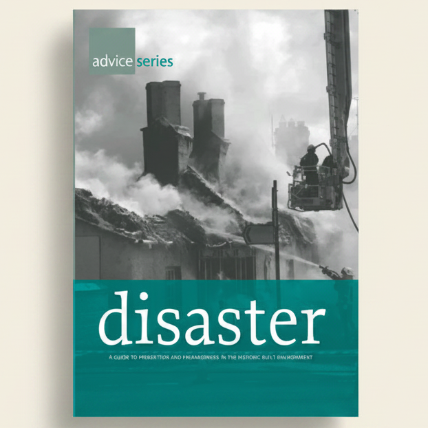 Book cover of 'disaster' from the advice series with a vintage-style image of a building under construction.