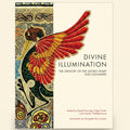 Decorative book cover with a colorful bird illustration and text about 'Divine Illumination'.