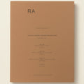 Brown book cover with 'RA' and text on a white background
