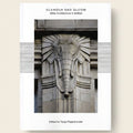 Book cover of 'Glamour and Gloom: 1930s Architecture in Belfast' with a stone elephant sculpture.