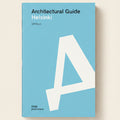 Book cover of 'Architectural Guide Helsinki' by Ulf Meyer with a blue background and white geometric design.