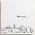 Book cover of 'Houses' with black line art illustration of houses on a white background.
