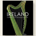 Decorative green harp with 'IRELAND' text on a black background