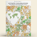 Book cover of 'Keynote Conversations' with illustrations of people and a world map.