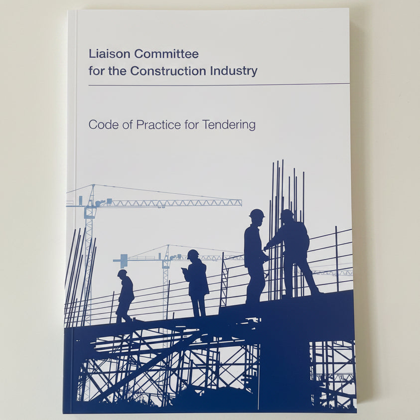 Booklet titled 'Code of Practice for Tendering' by Liaison Committee for the Construction Industry on a light gray background