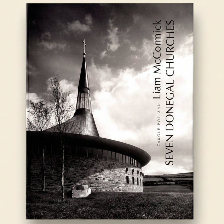 Book cover of 'Seven Donegal Churches' with a church steeple and landscape.