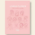 Book cover of 'Living Closer' with line drawings of people on a pink background