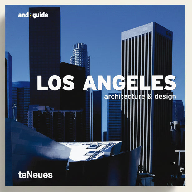 Book cover of 'Los Angeles: Architecture & Design' by teNeues with city skyline in the background.