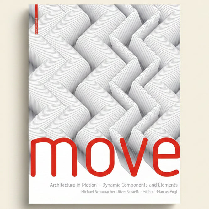Book cover with red 'move' text on a patterned background