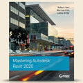 Book cover of 'Mastering Autodesk Revit 2020' with a modern building in the background.