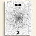 Black and white cover of a book or album titled 'NUDES' by Nuru Karim, featuring an intricate symmetrical mandala-like line pattern filling the frame.