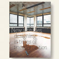 Modern office space with large windows and wooden flooring, featuring text about design attitudes.