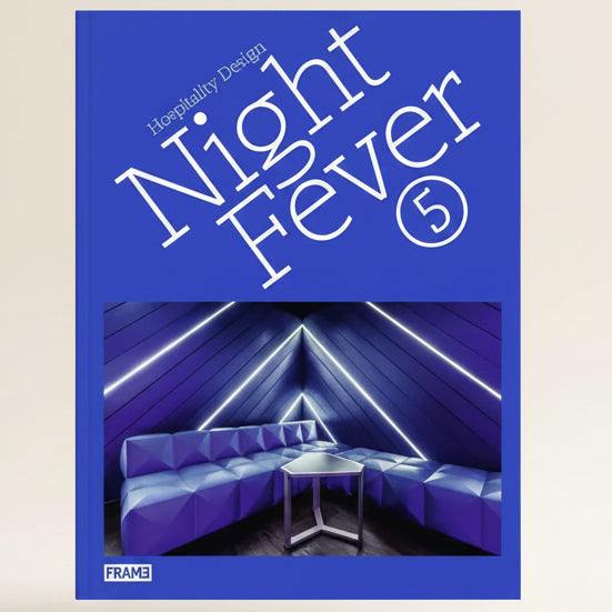 Book cover of 'Night Fever 5' by Hospitality Design with a modern interior design on a blue background.