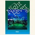 Book cover of 'Night Fever 6' by Frame with a neon sculpture and people on a blue and green gradient background.