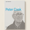Book cover of 'Peter Cook' with a portrait of the architect on a gray background