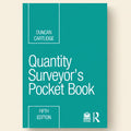 Front cover of the book 'Quantity Surveyor's Pocket Book, Fifth Edition' by Duncan Cartlidge, featuring a solid teal background with white text and publisher logos.